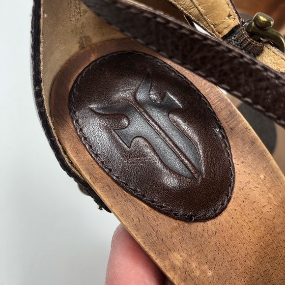 NEW Frye Dolly Leather Jewel Gem Stone T-Strap Boho Chunky Wooden Heels Shoes - Picture 5 of 16